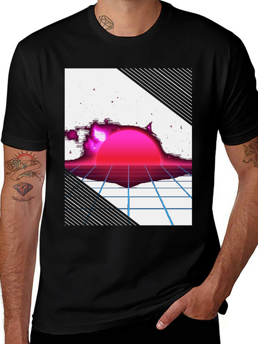 Retro Sunset Graphic Tee - Black T-Shirt