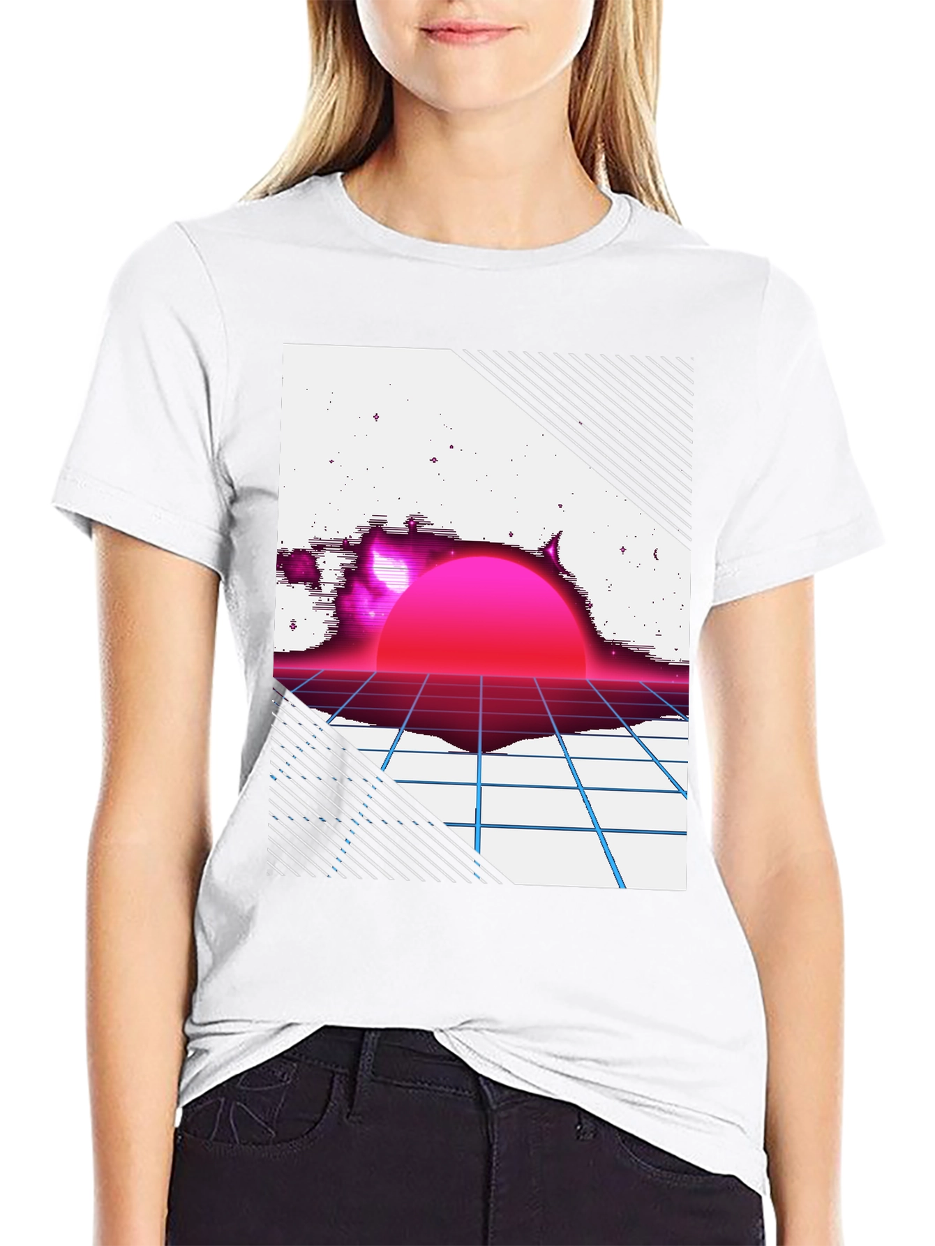 Retro Sunset Graphic Tee - Black T-Shirt