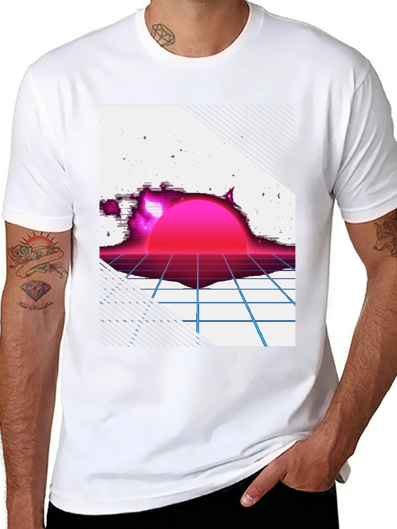 Retro Sunset Graphic Tee - Black T-Shirt
