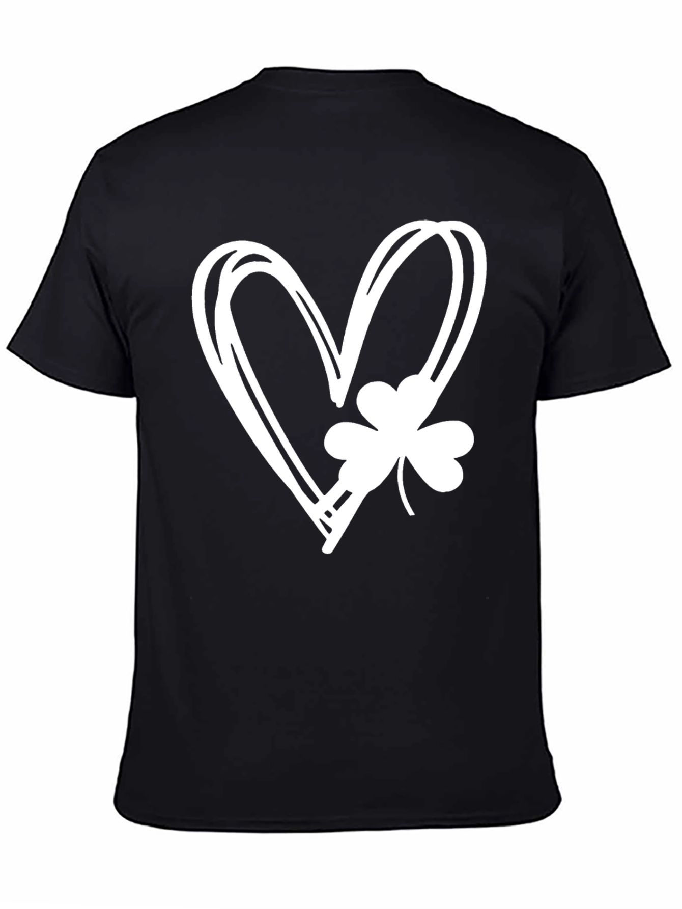 Lucky Heart Shamrock Graphic Tee - Black Cotton T-Shirt