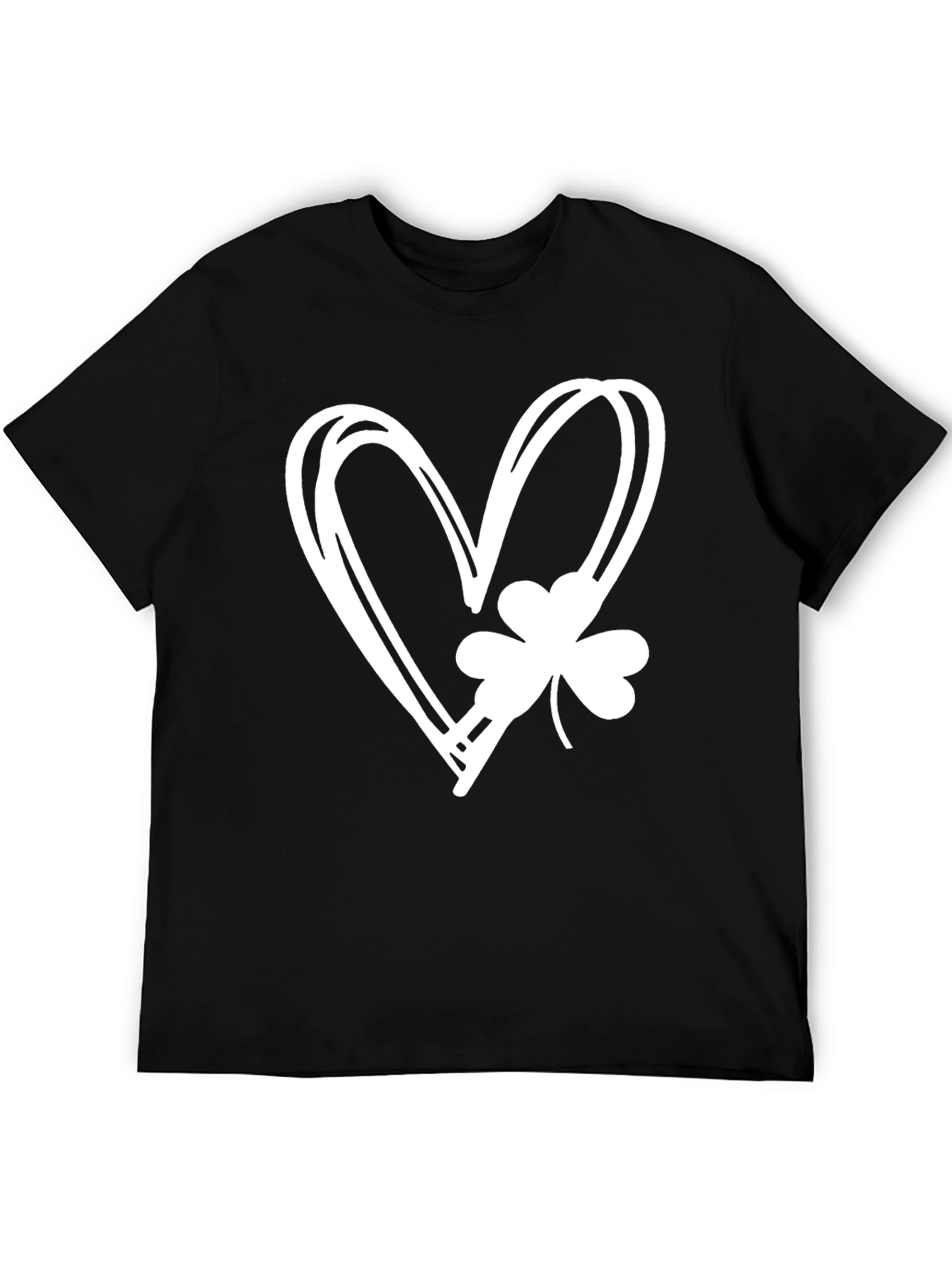 Lucky Heart Shamrock Graphic Tee - Black Cotton T-Shirt