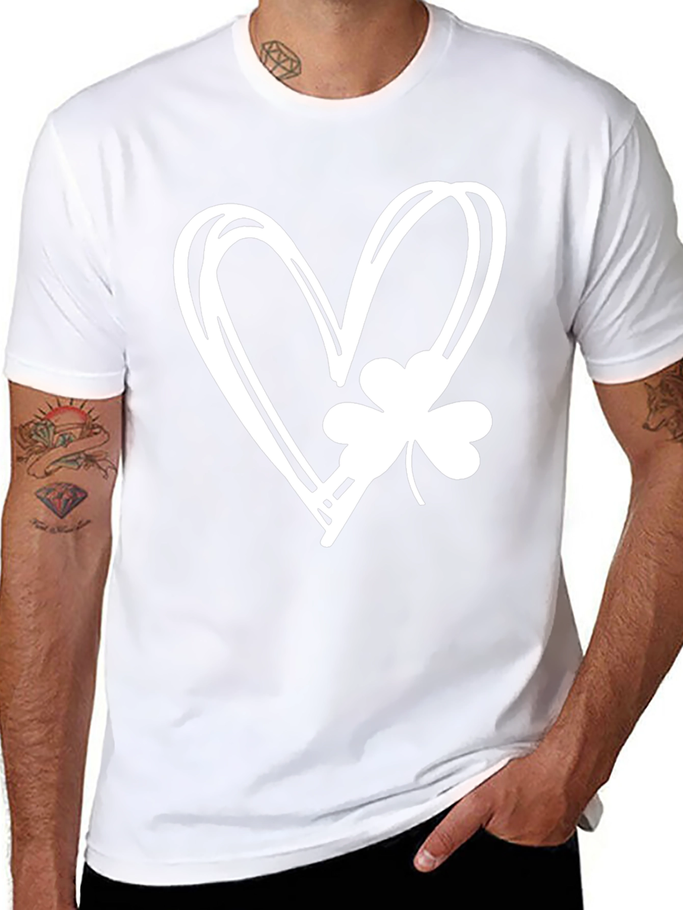 Lucky Heart Shamrock Graphic Tee - Black Cotton T-Shirt