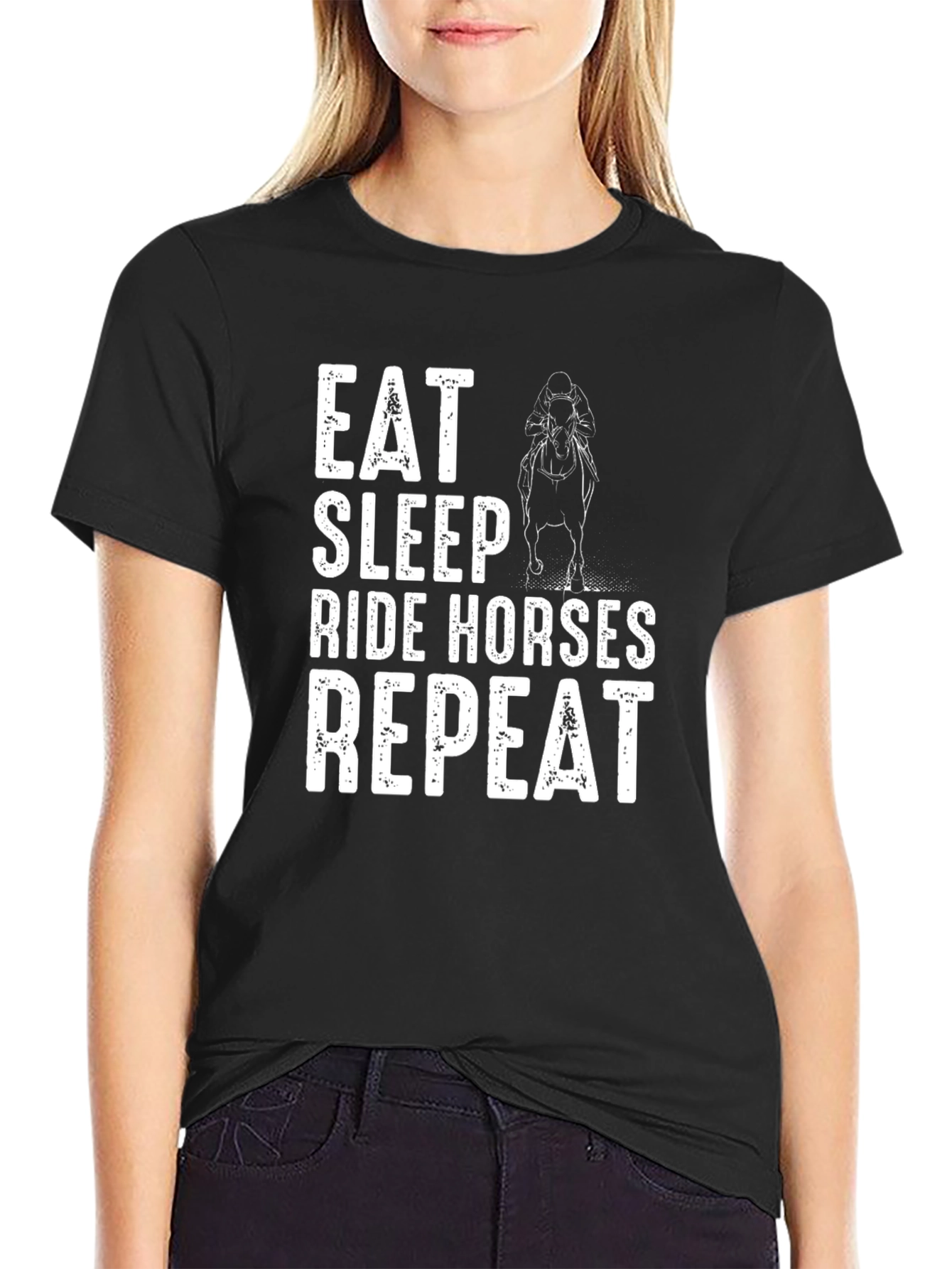 Eat Sleep Ride Horses Repeat Graphic Tee