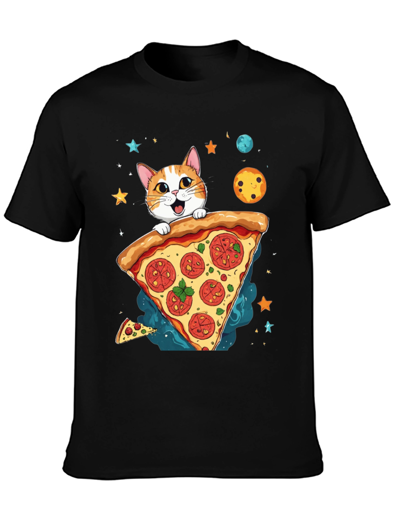 Cat Pizza Space T-Shirt