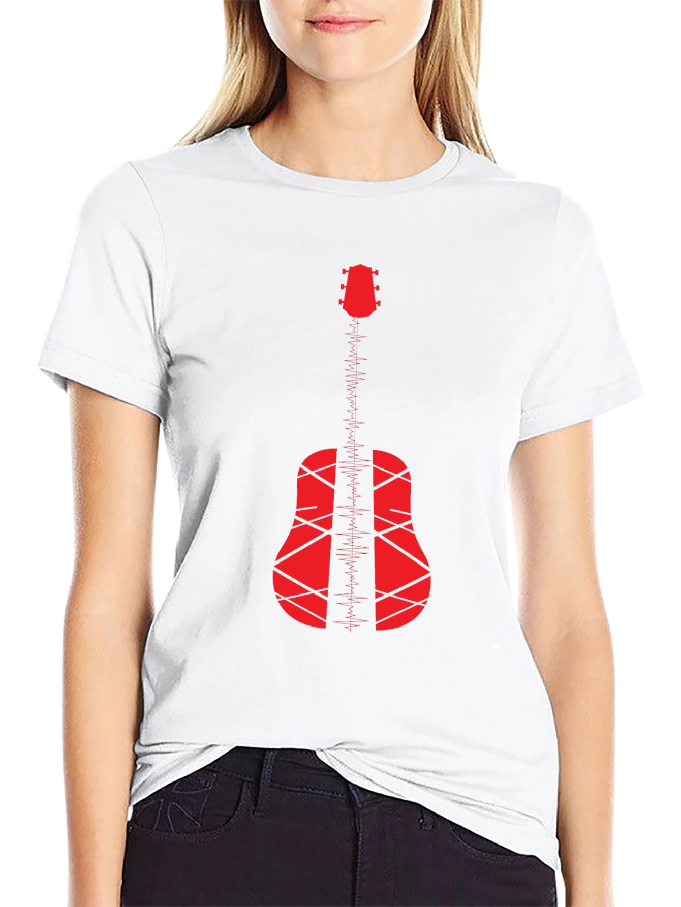 Acoustic Guitar Graphic T-Shirt - Black