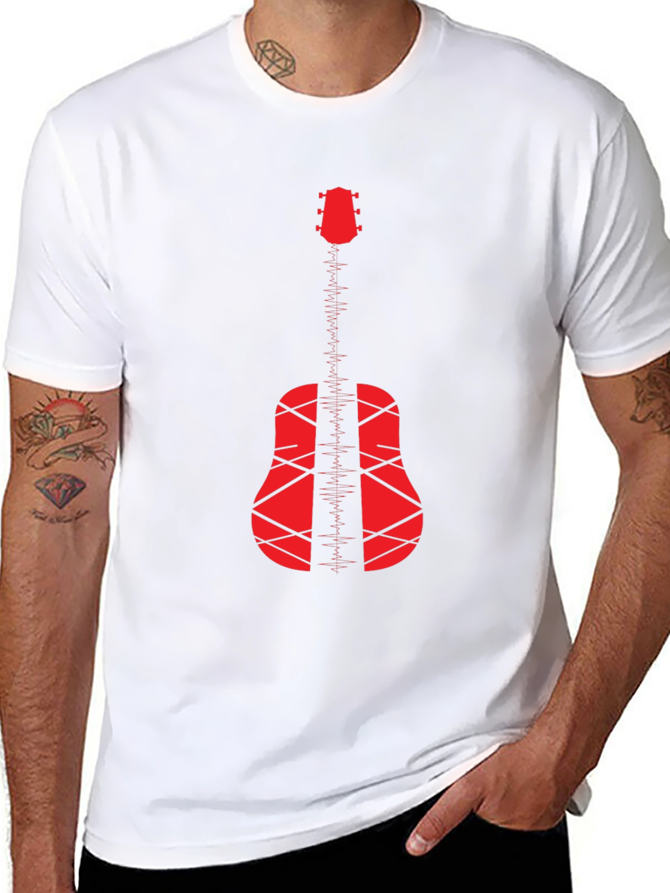 Acoustic Guitar Graphic T-Shirt - Black