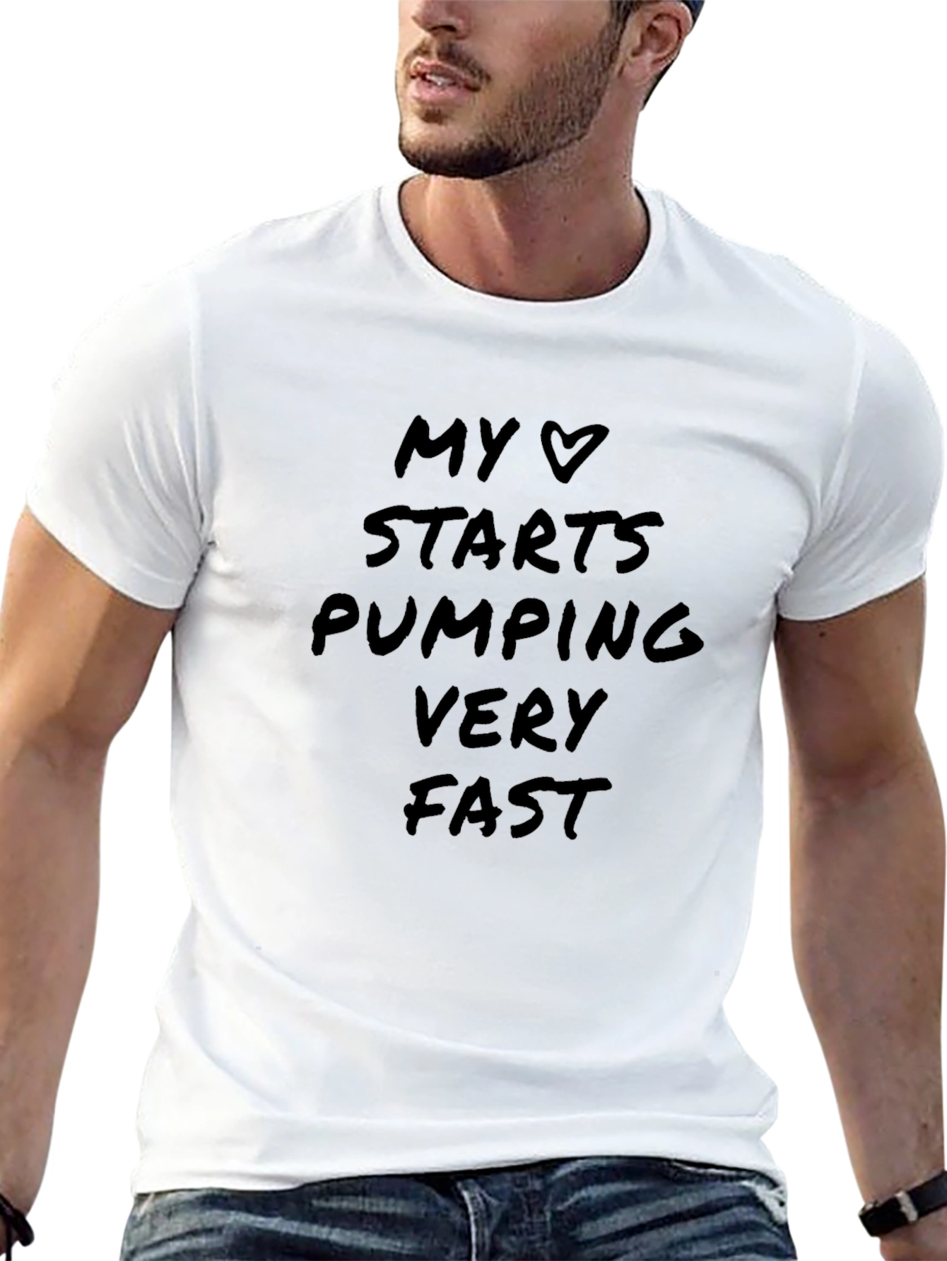 My Heart Starts Pumping Fast Black T-Shirt