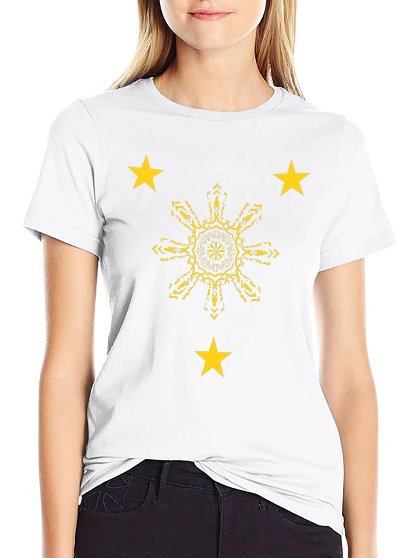 Filipino Pride Black Tee: Sun & Stars