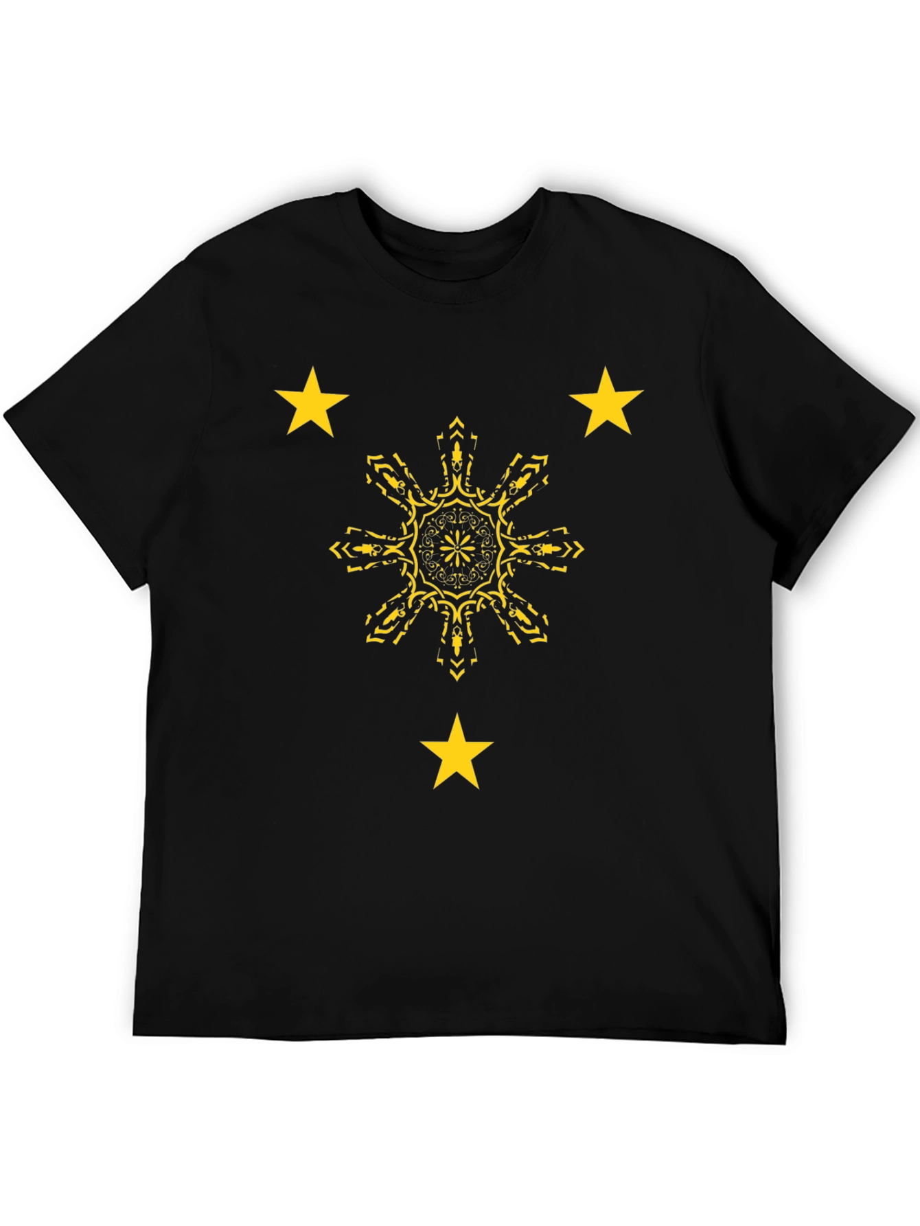 Filipino Pride Black Tee: Sun & Stars