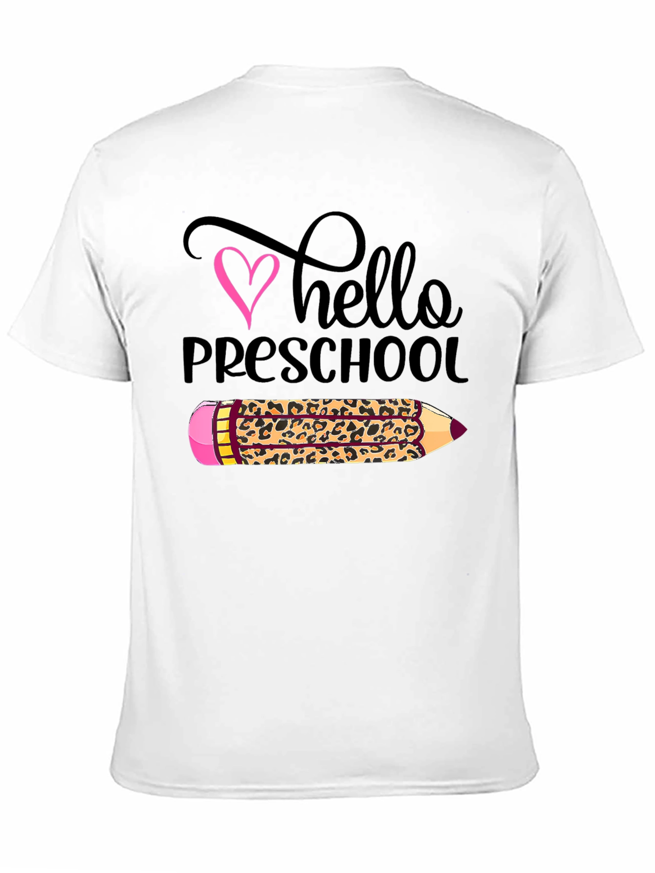 Hello Preschool Leopard Print Pencil T-Shirt