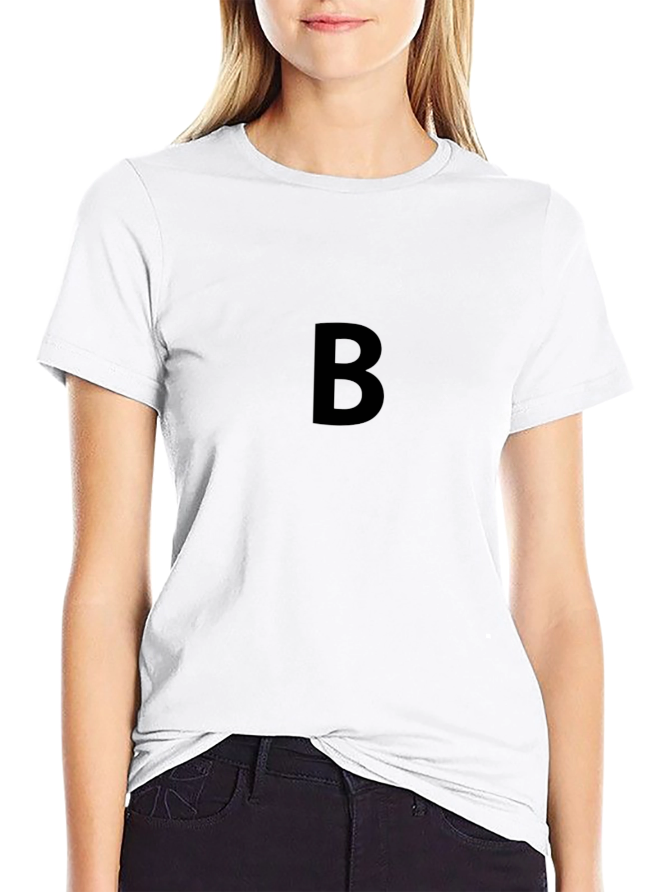 Black B Graphic Tee - Casual Style