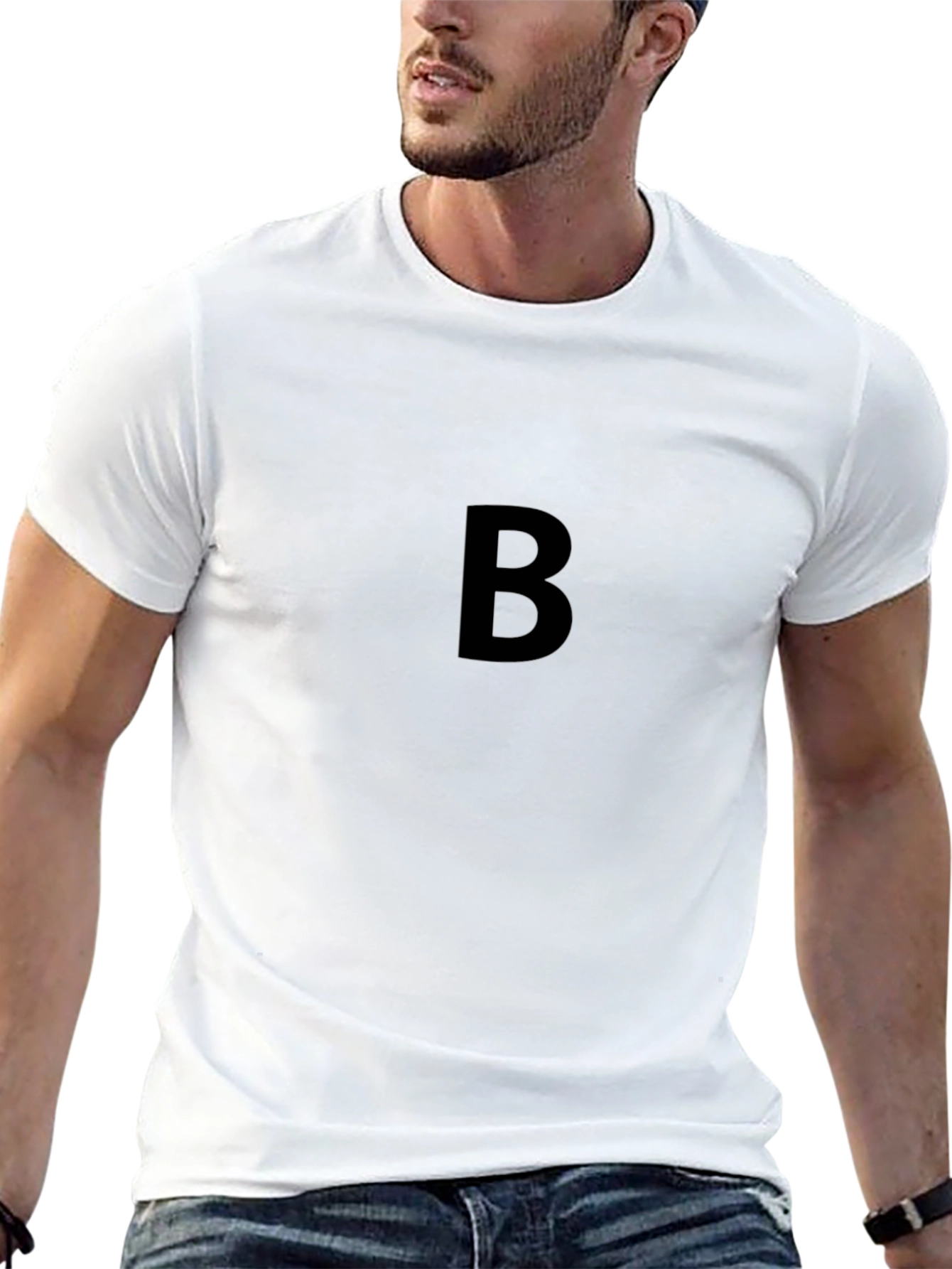 Black B Graphic Tee - Casual Style