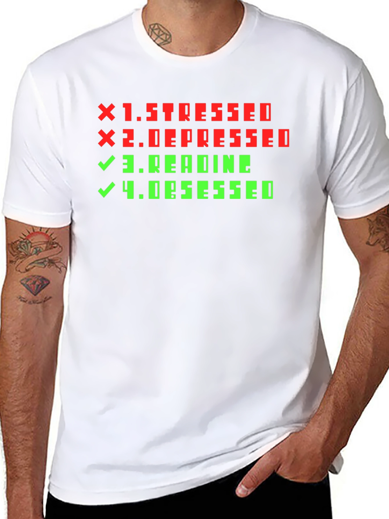 Stressed Depressed Reading Obsessed Novelty T-Shirt