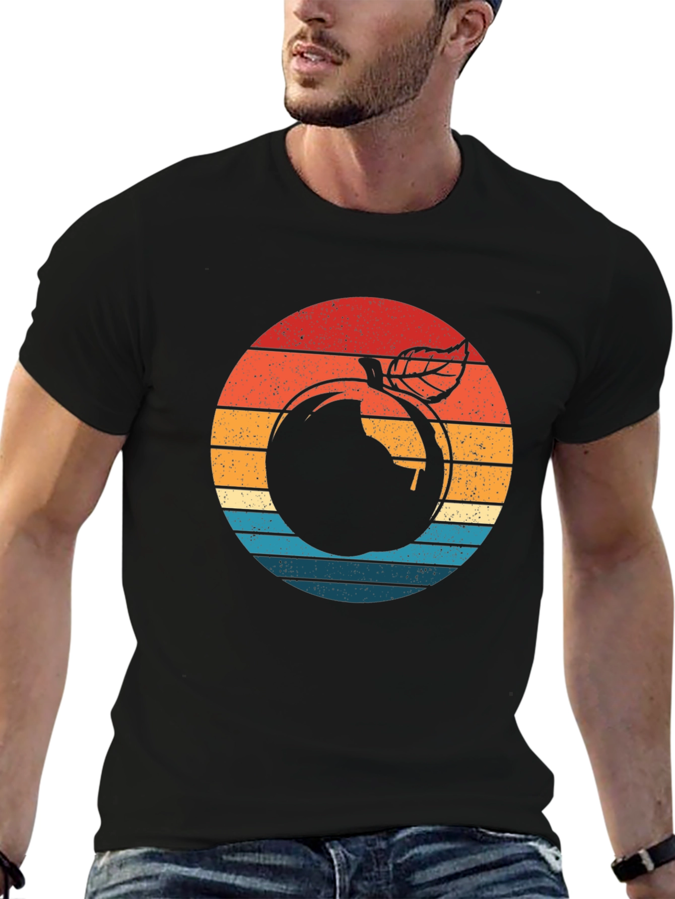 Retro Apple Graphic Black T-Shirt