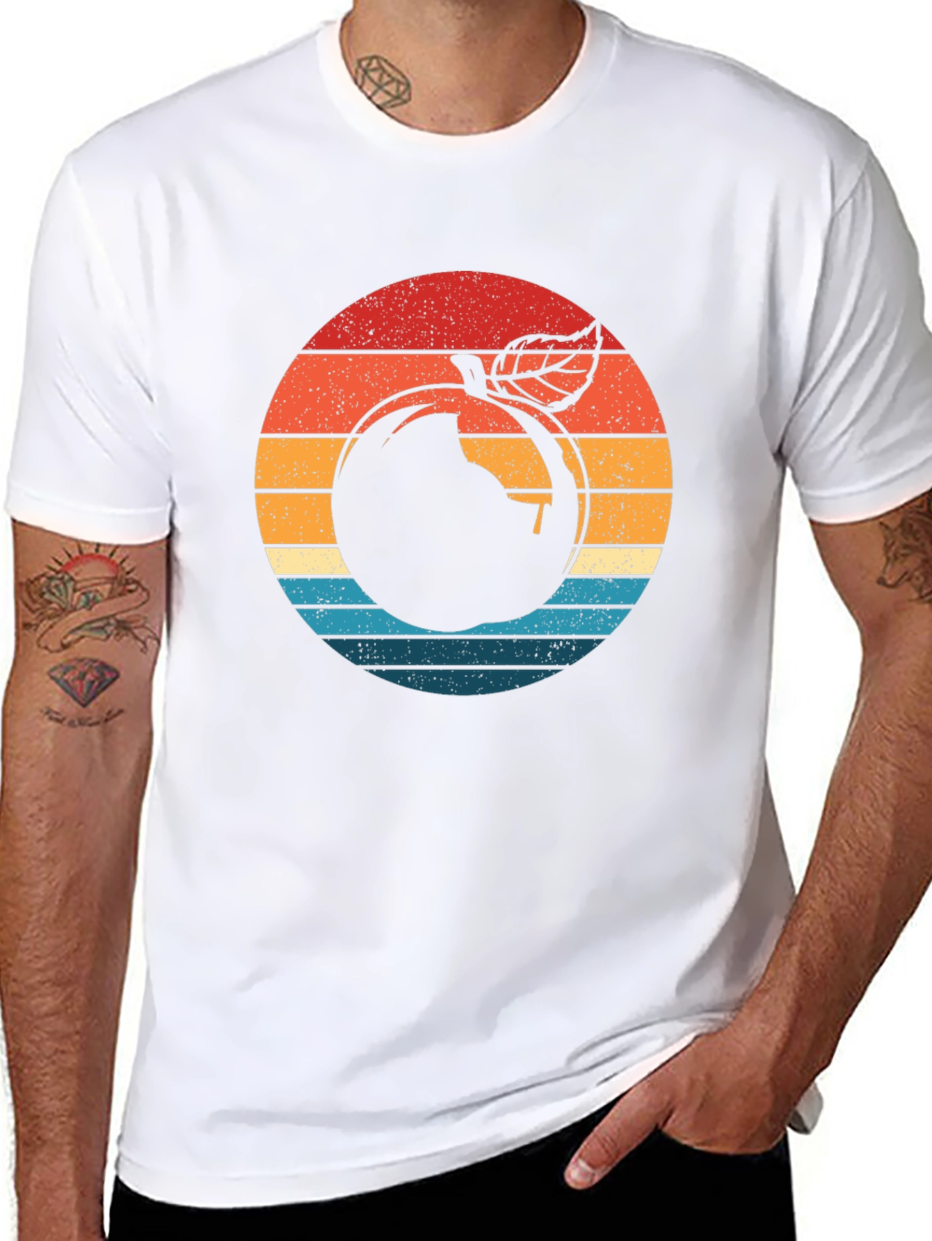 Retro Apple Graphic Black T-Shirt