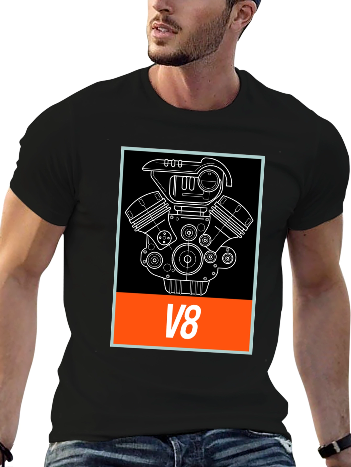 V8 Engine Graphic Tee - Cool Automotive Design