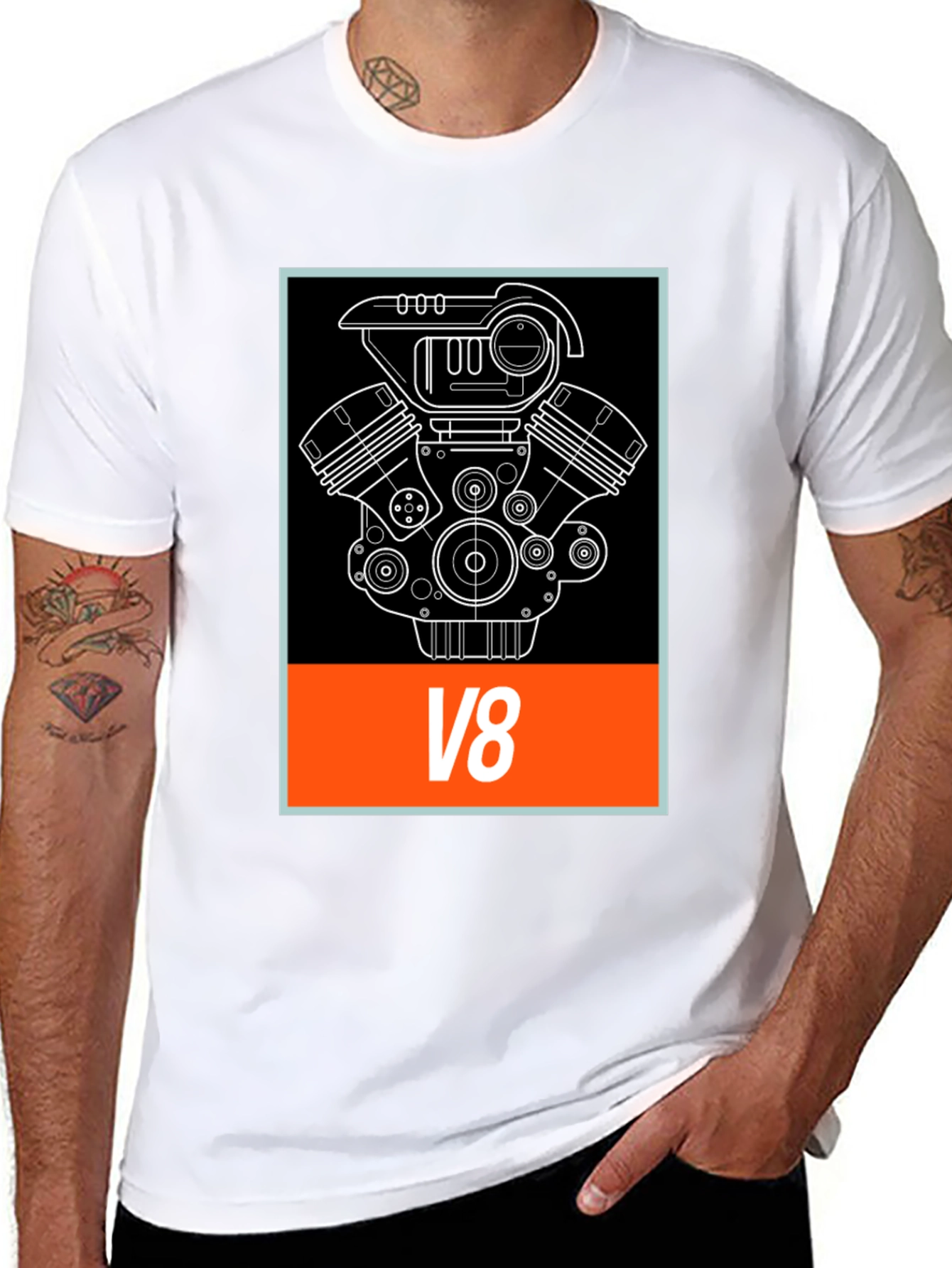 V8 Engine Graphic Tee - Cool Automotive Design