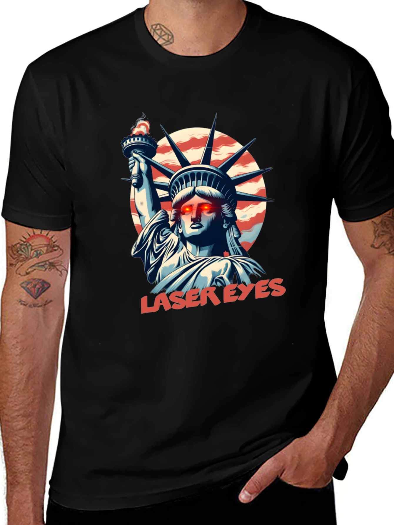 Laser Eyes Liberty T-Shirt - Patriotic Style