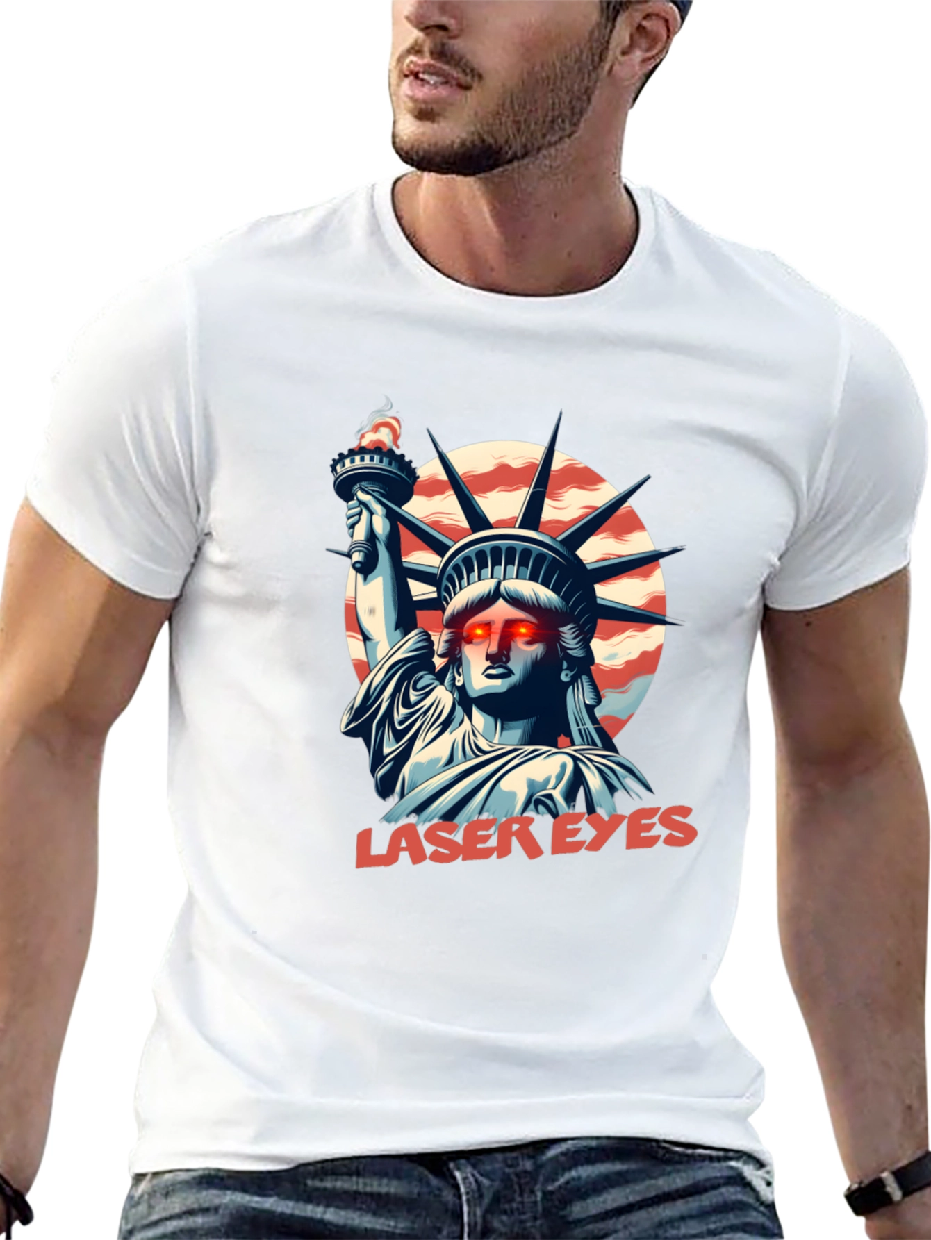 Laser Eyes Liberty T-Shirt - Patriotic Style