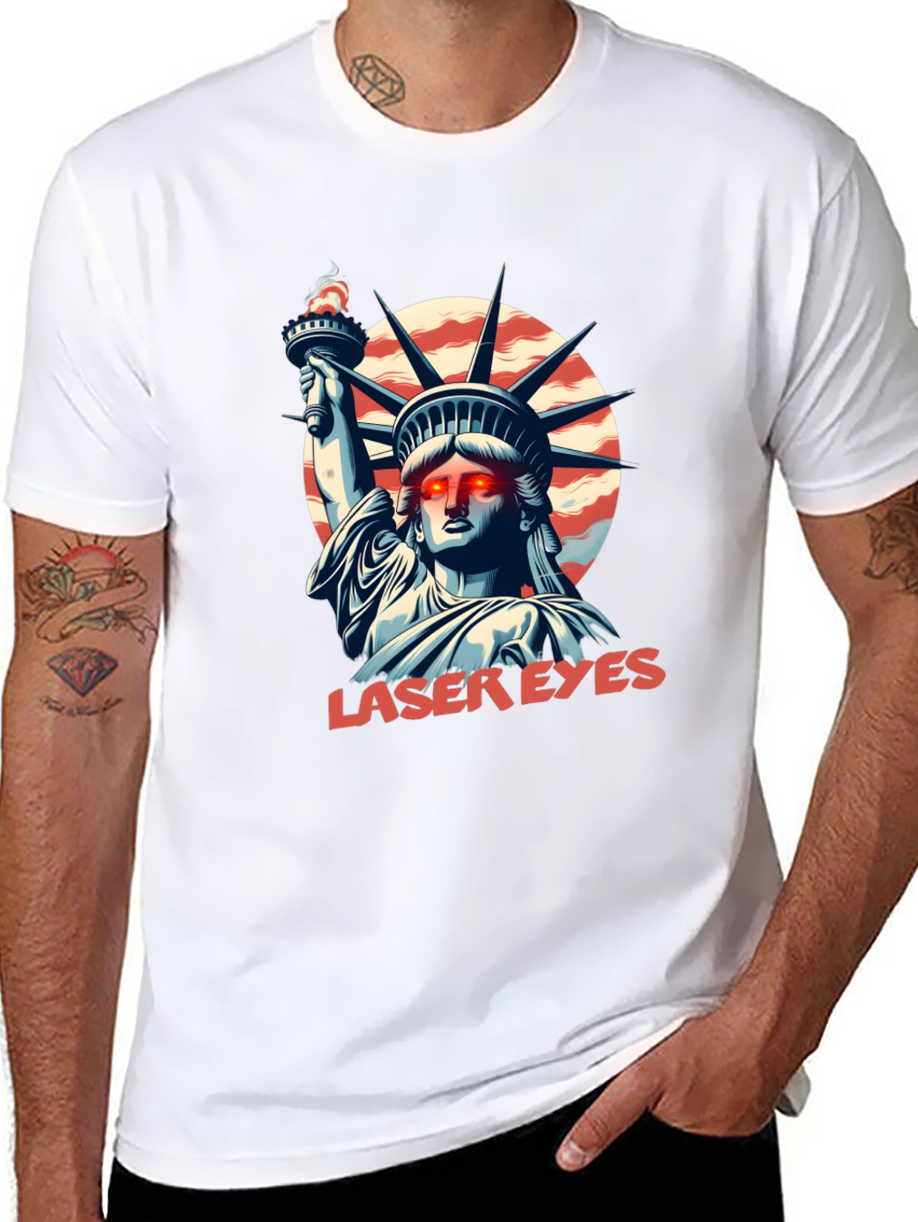 Laser Eyes Liberty T-Shirt - Patriotic Style