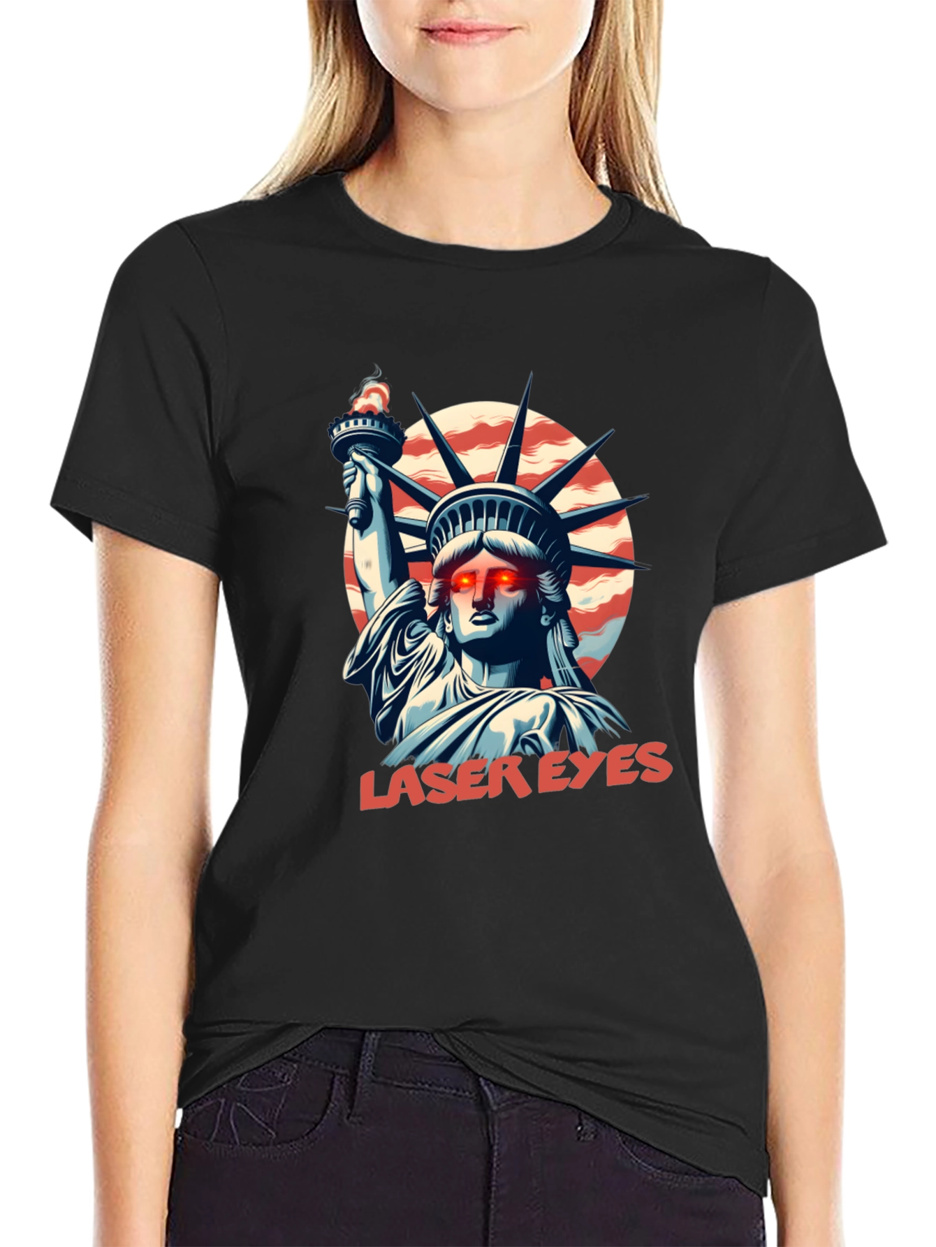 Laser Eyes Liberty T-Shirt - Patriotic Style