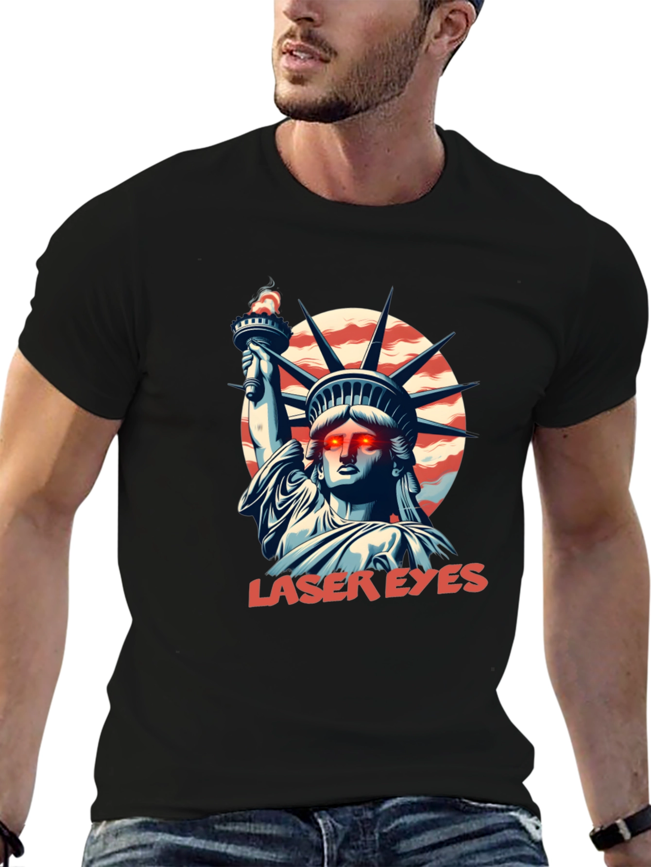 Laser Eyes Liberty T-Shirt - Patriotic Style