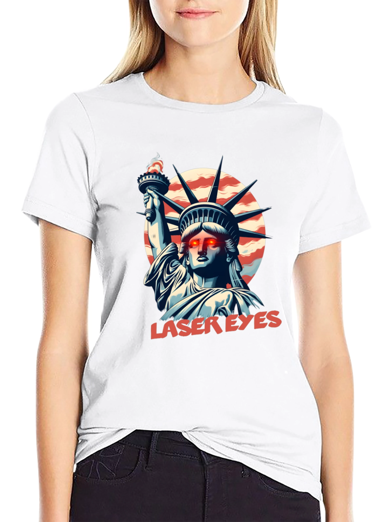Laser Eyes Liberty T-Shirt - Patriotic Style