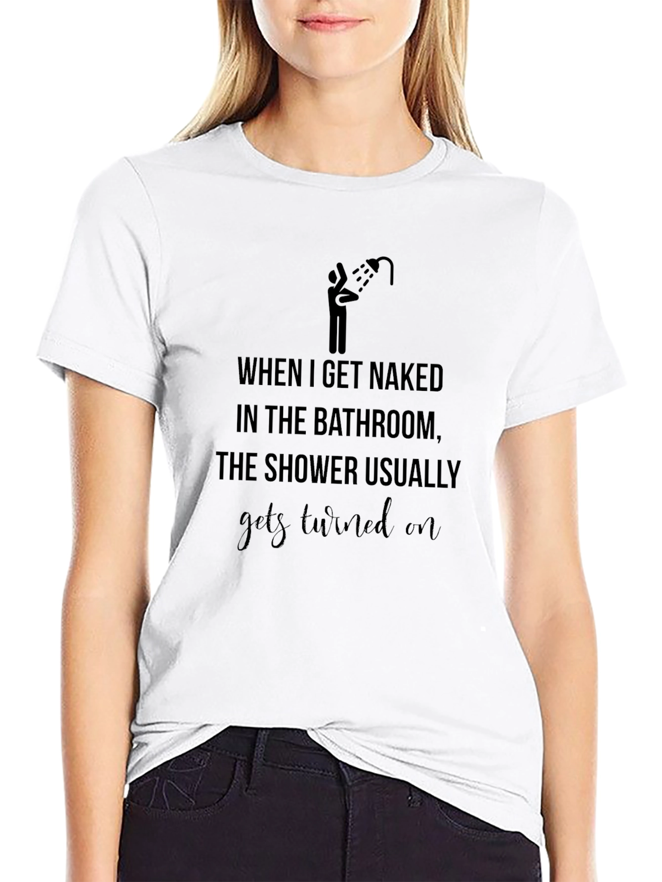 Funny Shower T-Shirt - Naked Bathroom Humor Tee