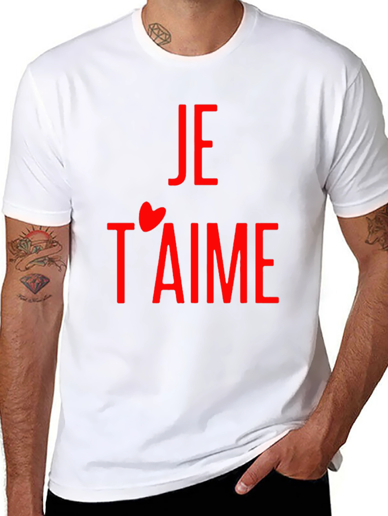 Je Taime Graphic Tee - Red Print on Black