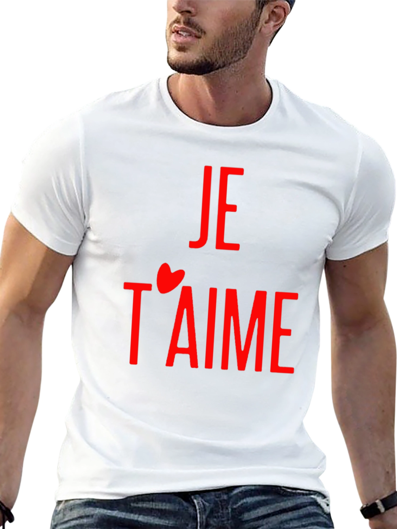 Je Taime Graphic Tee - Red Print on Black