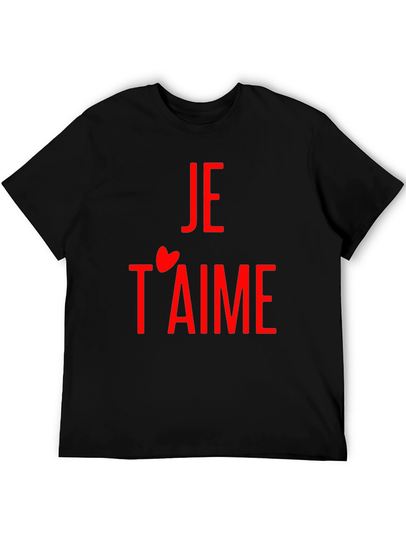 Je Taime Graphic Tee - Red Print on Black
