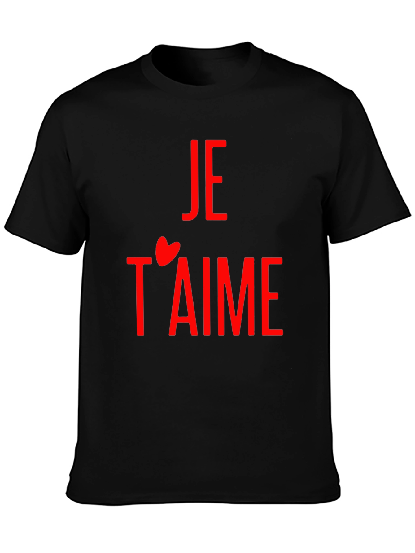 Je Taime Graphic Tee - Red Print on Black
