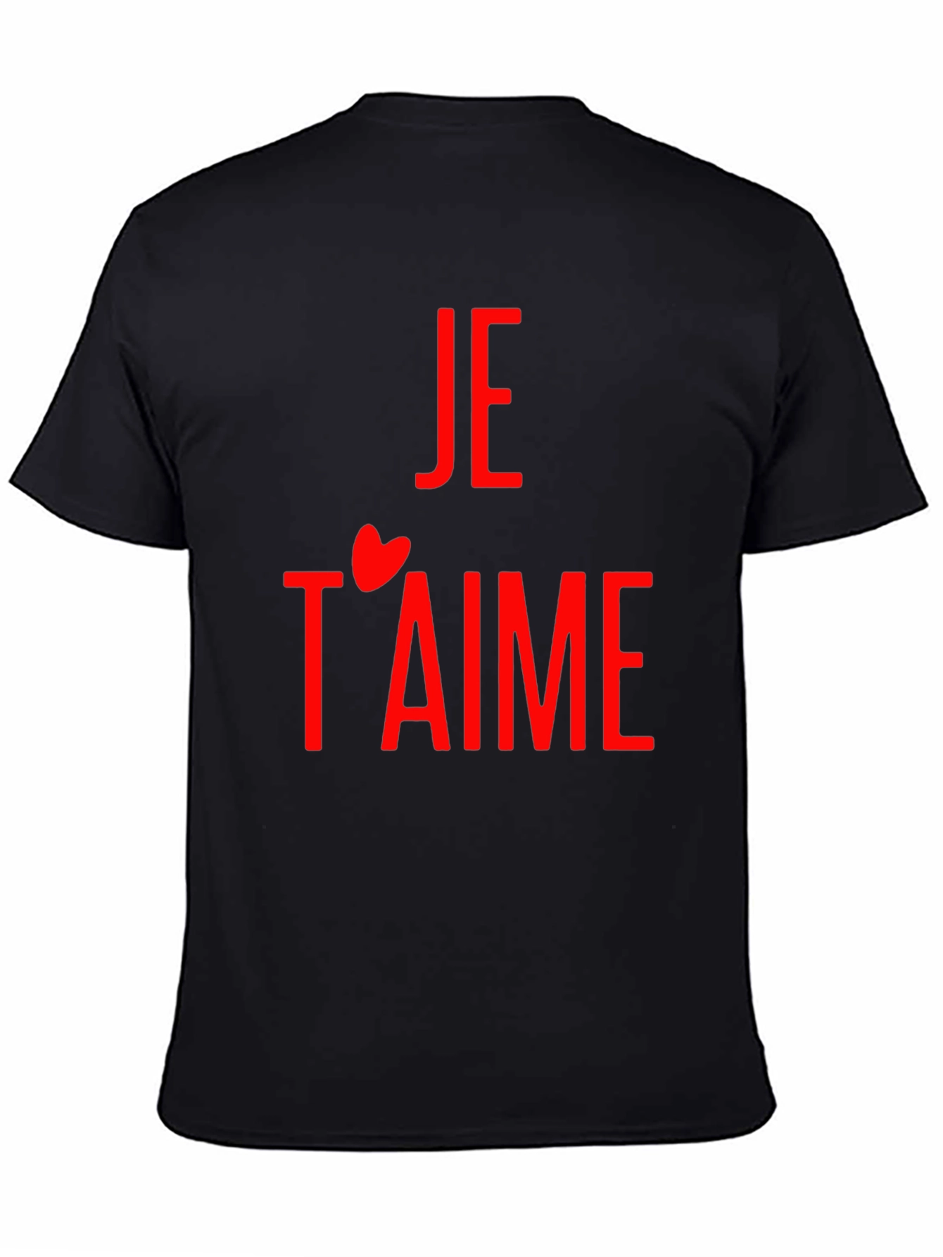 Je Taime Graphic Tee - Red Print on Black