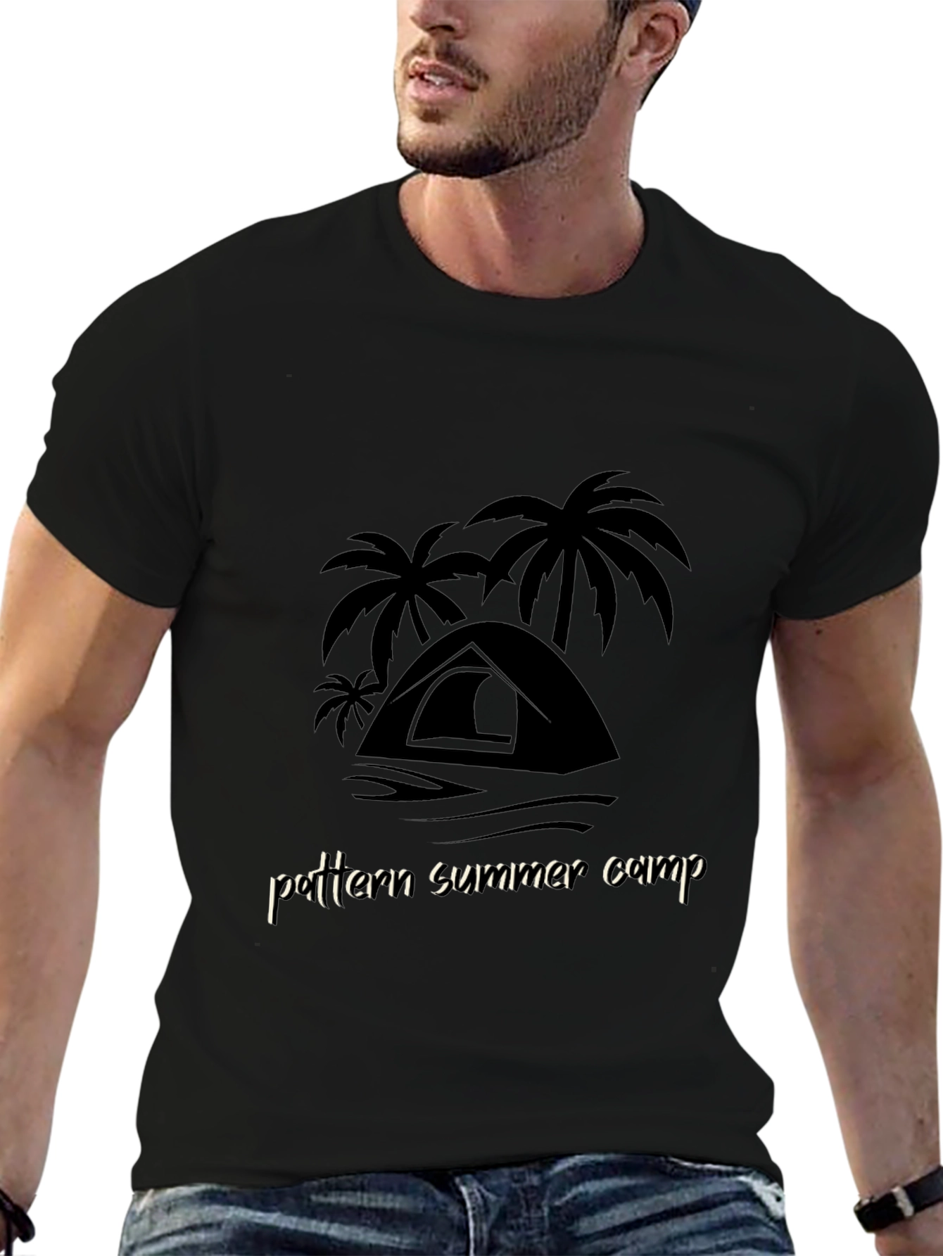 Summer Camp Graphic Tee - Black Cotton T-Shirt