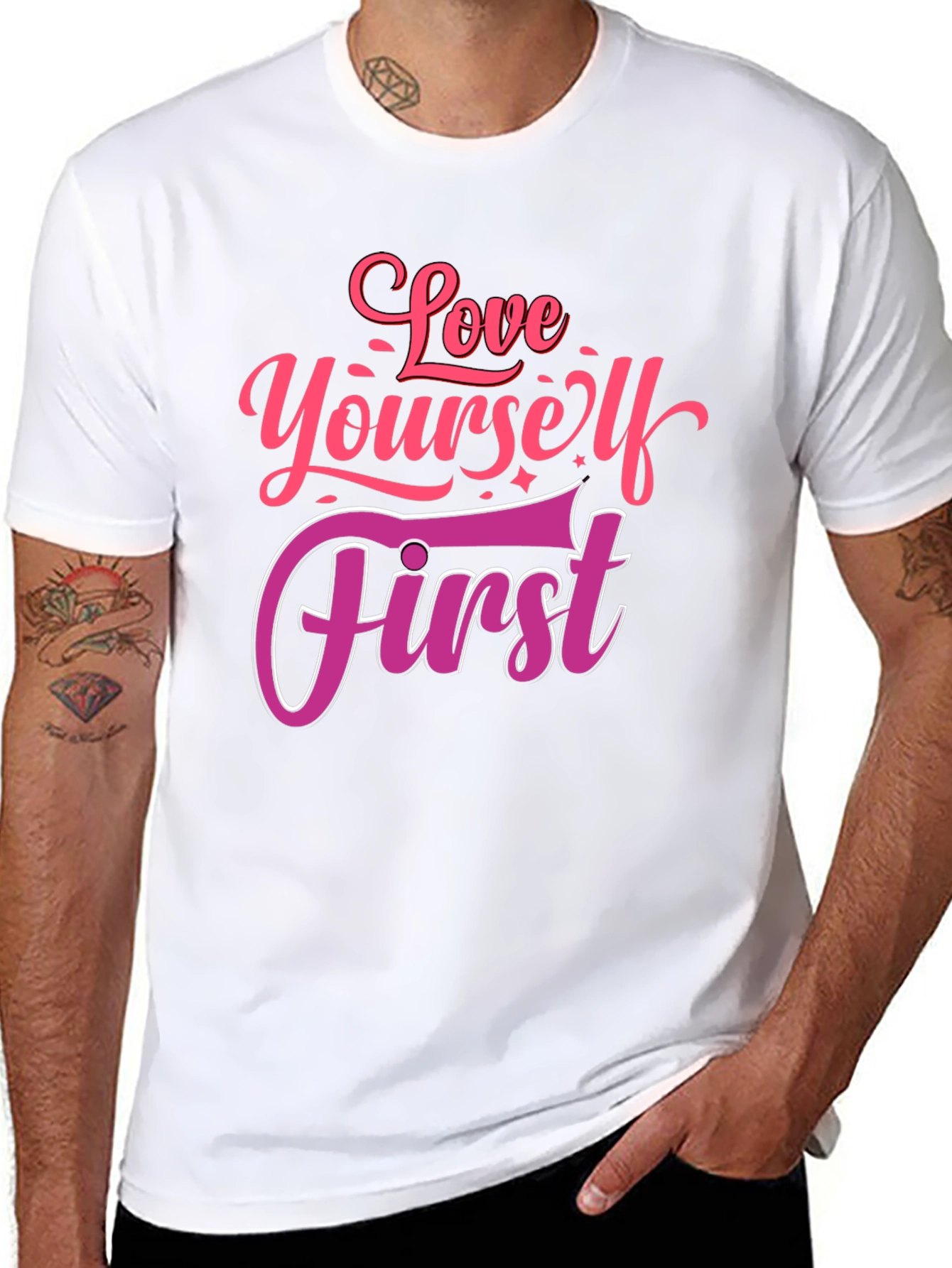 Love Yourself First Graphic Tee - Black Cotton Shirt