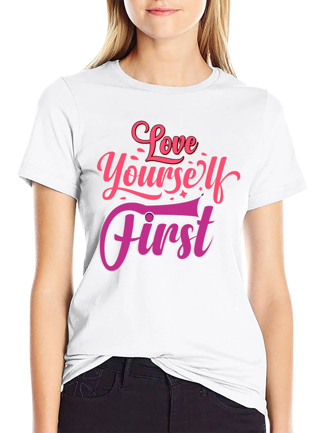 Love Yourself First Graphic Tee - Black Cotton Shirt