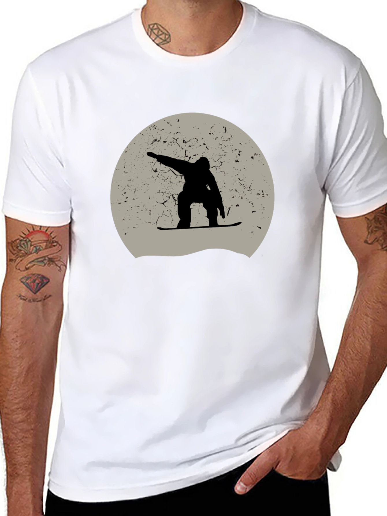 Snowboarder Graphic Tee - Black Cotton Casual Shirt