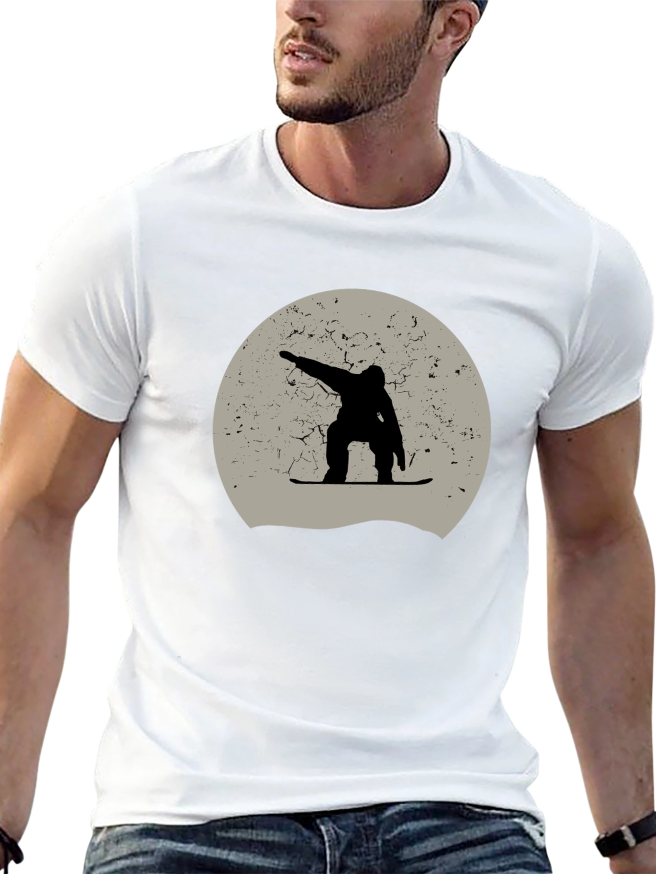Snowboarder Graphic Tee - Black Cotton Casual Shirt