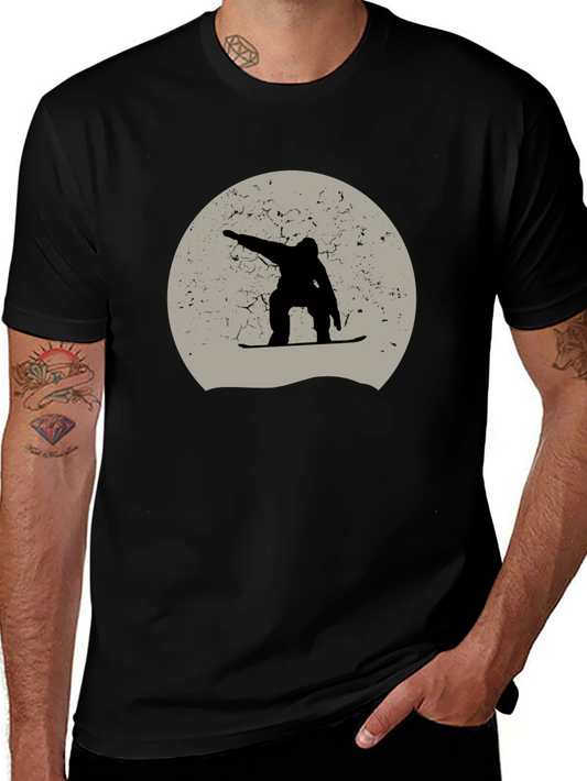 Snowboarder Graphic Tee - Black Cotton Casual Shirt