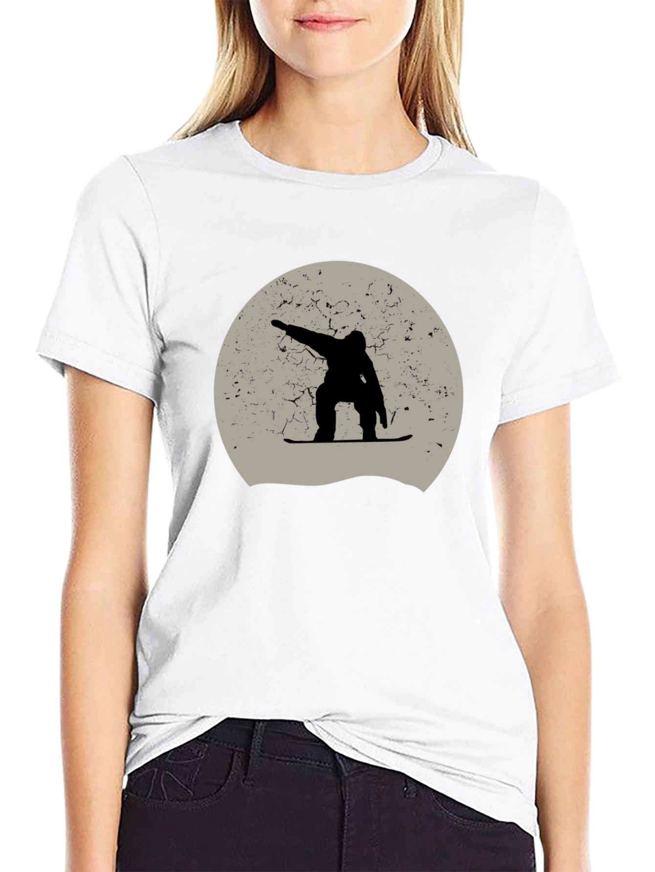 Snowboarder Graphic Tee - Black Cotton Casual Shirt