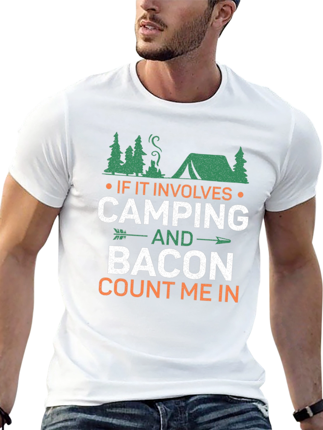 Camping & Bacon Mens T-Shirt - Count Me In!