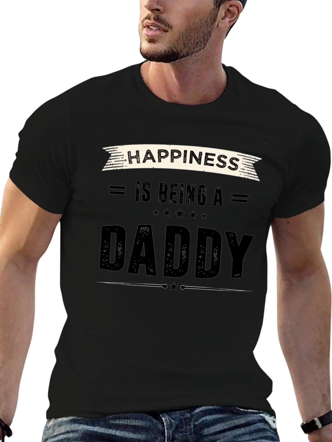 Happiness is Being a Daddy Black T-Shirt