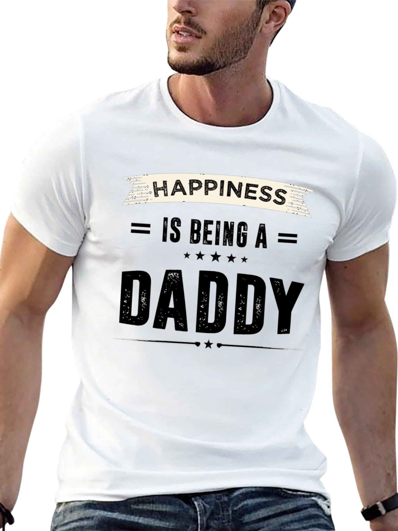 Happiness is Being a Daddy Black T-Shirt