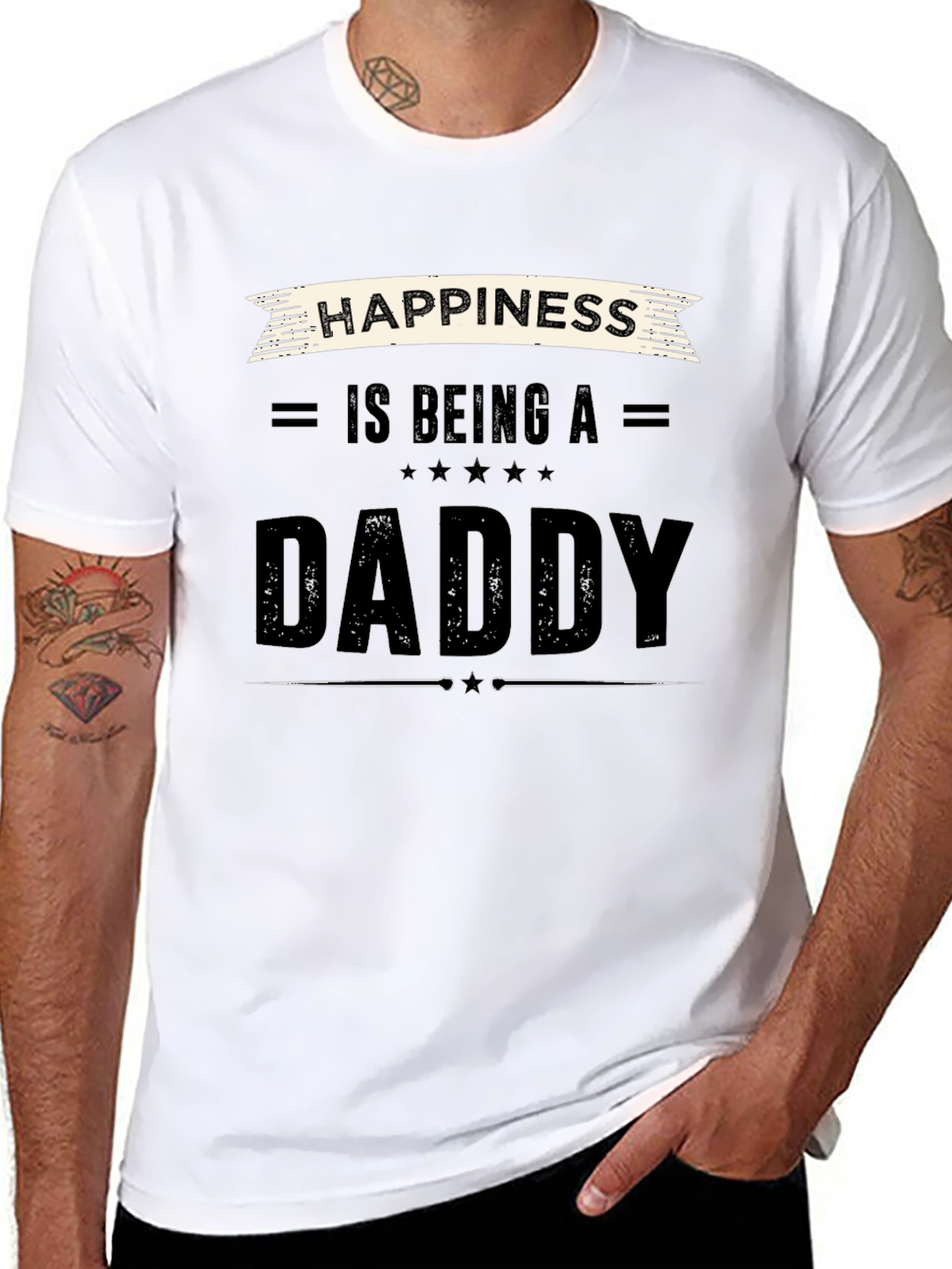 Happiness is Being a Daddy Black T-Shirt