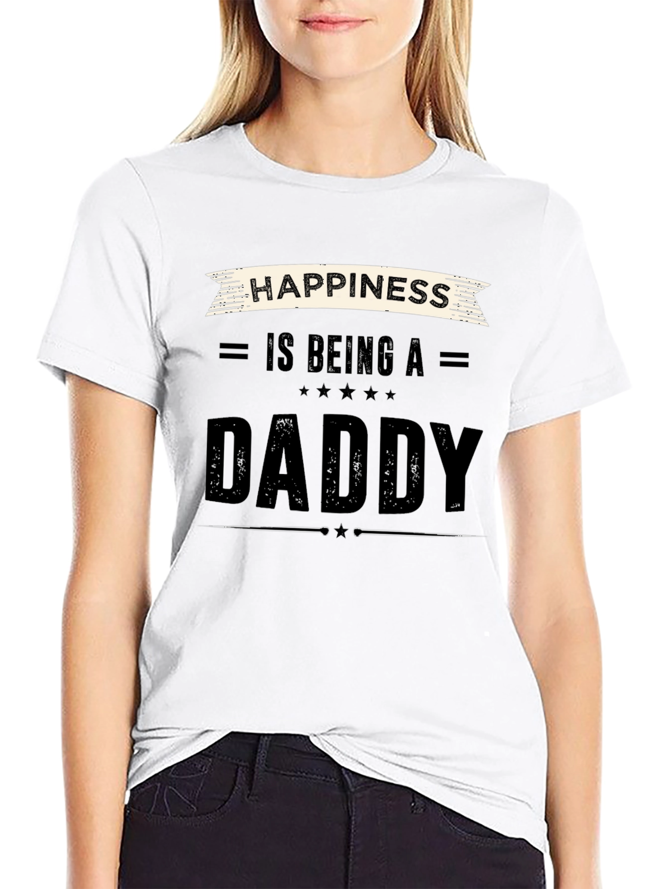 Happiness is Being a Daddy Black T-Shirt