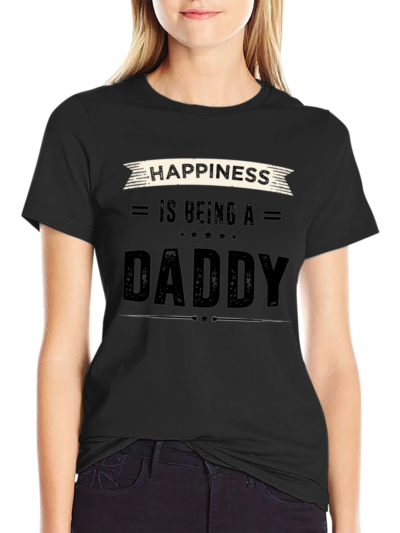 Happiness is Being a Daddy Black T-Shirt
