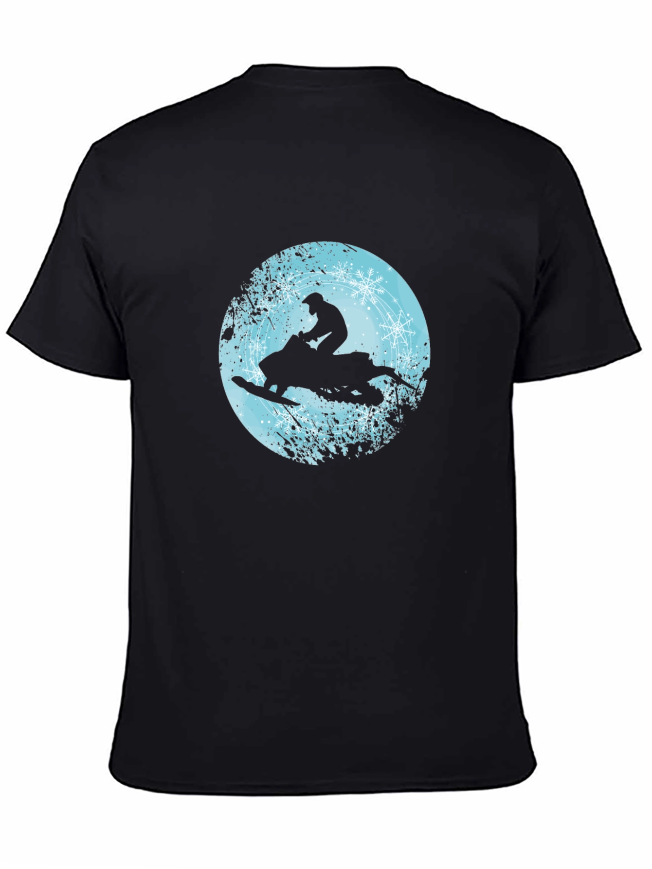 Snowmobile Rider Graphic Tee - Black Crew Neck