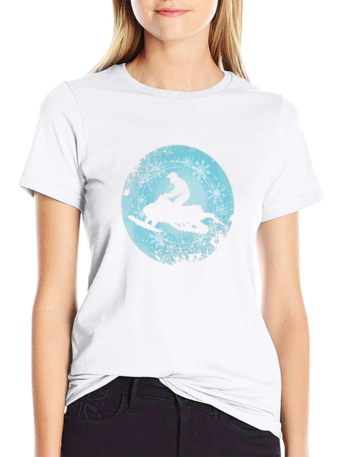 Snowmobile Rider Graphic Tee - Black Crew Neck