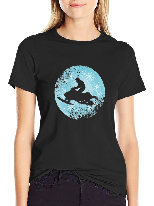 Snowmobile Rider Graphic Tee - Black Crew Neck