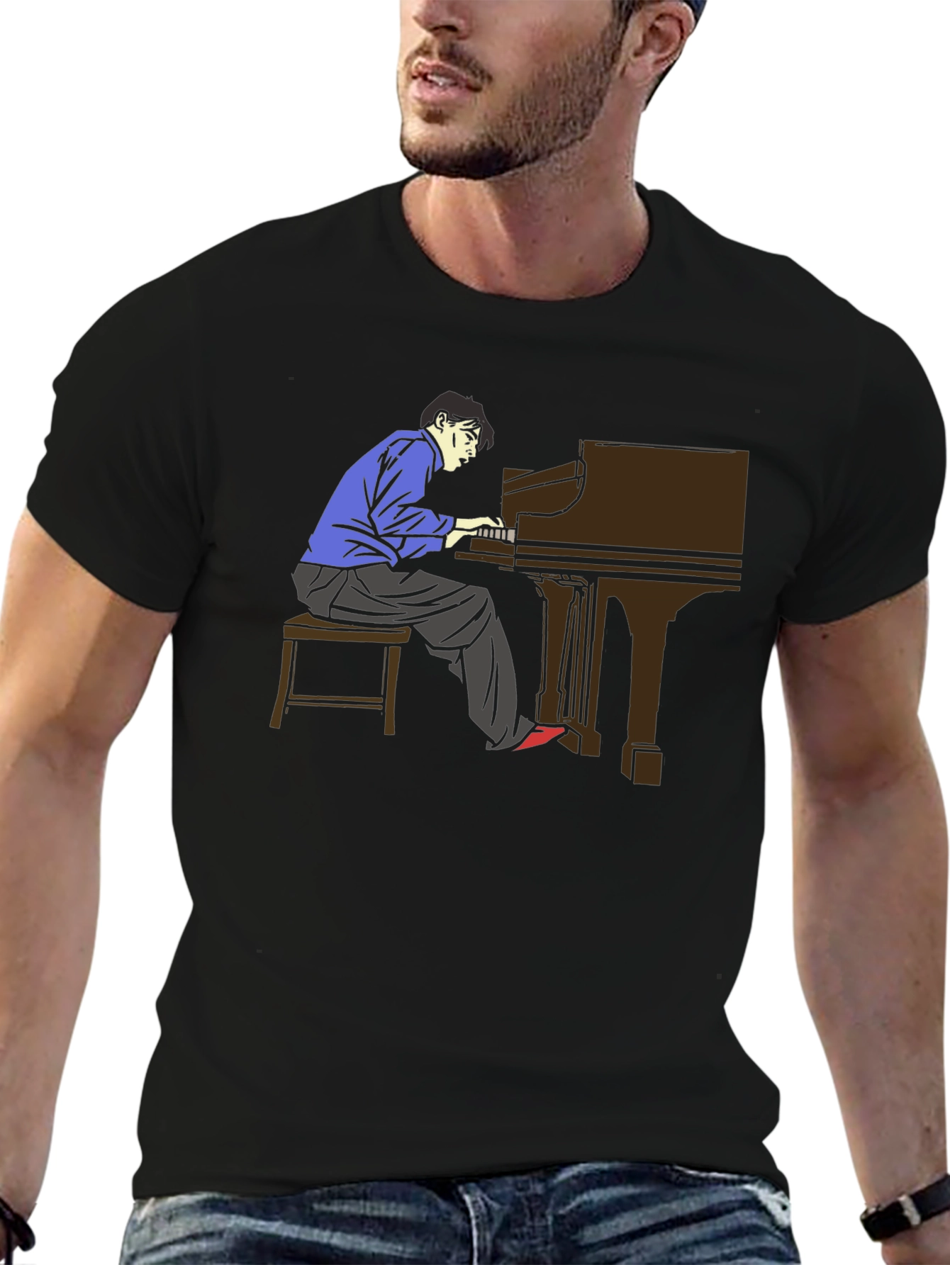 Piano Player Graphic Tee - Musician T-Shirt